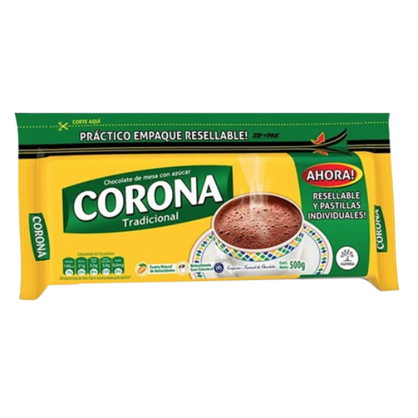 CHOCOLATE CORONA 48BRR*20PLLA*500GR 0902 BARRA