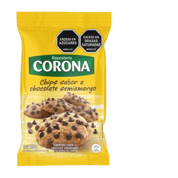 CHIPS CORONA CHOCOL 24*250G 3876         BOLSA